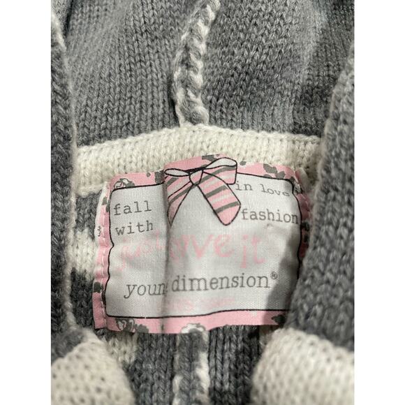 Young Dimension Hooded Cardigan Sweater Girls Sz 3-4 White Gray *TIny Flaw - Picture 7 of 10